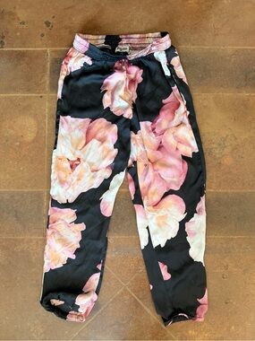 Show Me Your MuMu Black Track Pants with Pink Floral Print